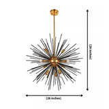 Madrid 10 light starburst chandelier dimension view showing 26 inch width and 26 inch overall height.