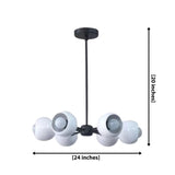 Marbella 6 light dome chandelier dimension view showing 24 inch width and 20 inch overall height.