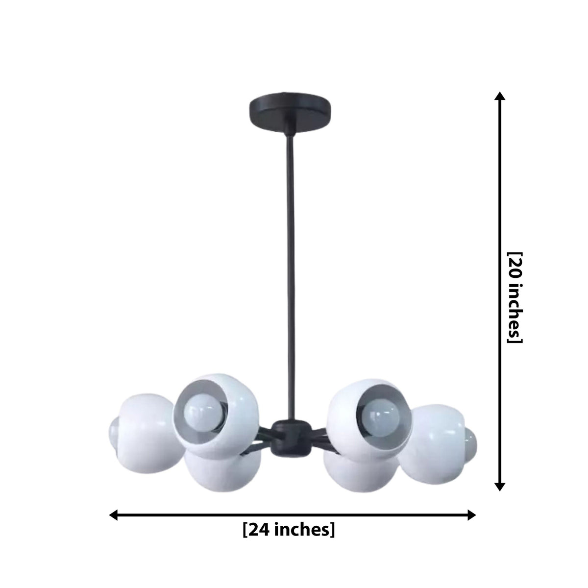 Size guide for Marbella Sculptural Dome Chandelier – 6 Light – 24 Inch – Model 62224