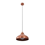 Bottom angled view of the Marlow Copper Dome Pendant Light featuring a spun copper dome shade with stepped detailing and centered globe bulb.