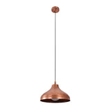 Bottom perspective of the Marlow Copper Dome Pendant Light displaying the wide dome opening, exposed bulb, and handcrafted copper interior.