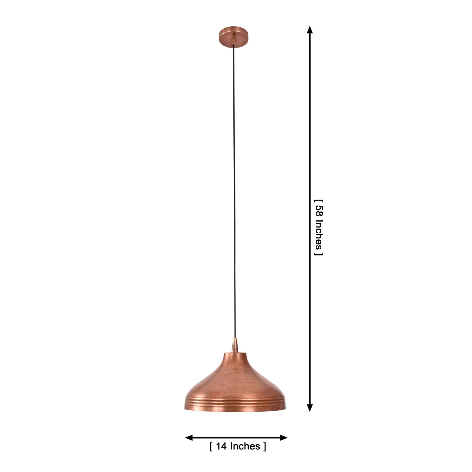 Size guide for Marlow Copper Dome Pendant Light – 1 Light – 14 Inch – Model 33225