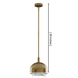 Dimension drawing of Marlow dome pendant light showing 10-inch shade diameter and 38-inch overall hanging height.
