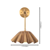 Dimension diagram of the Marlow Modern Pleated Flower Wall Sconce measuring 13 inches in height and 10 inches in width with a sculptural pleated flower metal shade.