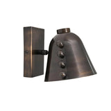 Angled right view of the Marlow Riveted Dome Wall Sconce featuring decorative rivets and a rich hand-finished bronze patina.