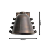 Dimension view of the Marlow Riveted Dome Wall Sconce measuring 6 inches in height and 6 inches in width.