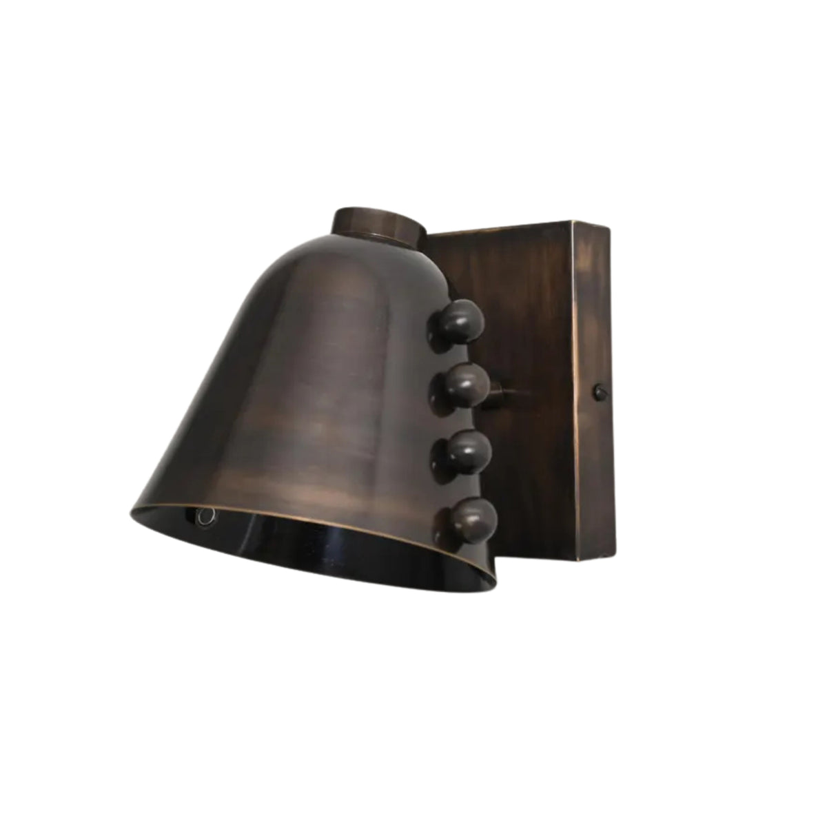 Side profile of the Marlow Riveted Dome Wall Sconce highlighting the tapered dome shade and minimalist wall mounting design.