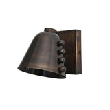 Side profile of the Marlow Riveted Dome Wall Sconce highlighting the tapered dome shade and minimalist wall mounting design.