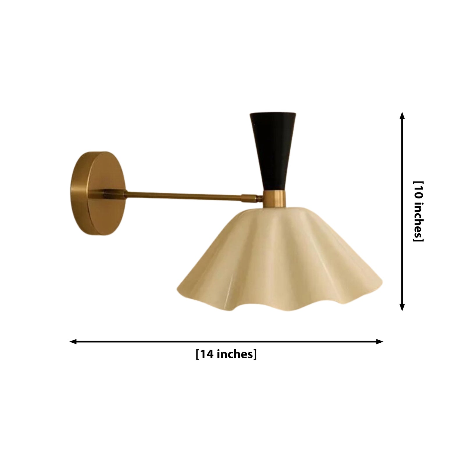 Size guide for Marlow Scalloped Dome Wall Sconce – 1 Light – 14 Inch – Model 32826