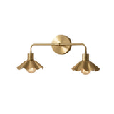 Marlow 2 light scalloped wall sconce featuring a brass finish, decorative wavy shades and streamlined horizontal arm.