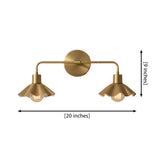 Marlow 2 light scalloped wall sconce dimensions showing 20 inch overall width and 9 inch height.