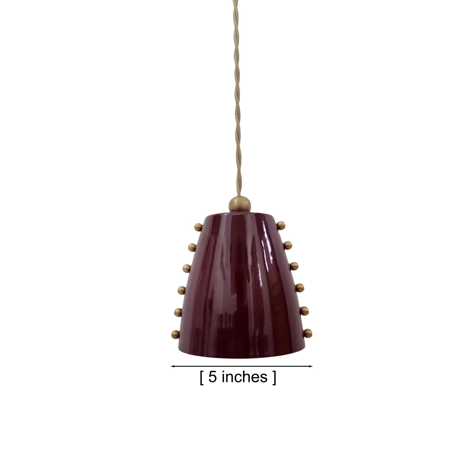 Size guide for Marlow Studded Cone Pendant Light – 1 Light – 5 Inch – Model 33218