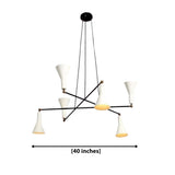 Marseille 6 light black and white chandelier dimension view showing a 40 inch wide sculptural fixture.