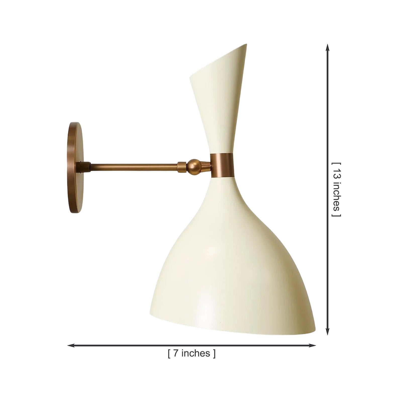Size guide for Milan Double Cone Wall Sconce – 1 Light – 13 Inch – Model 32835