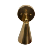 Rear view of the Milan adjustable wall sconce highlighting the round brass wall canopy, swivel joint, and handcrafted cone metal shade.