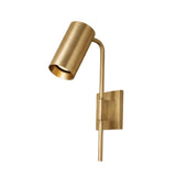 Milan modern cylinder wall sconce in brass finish with adjustable directional spotlight shade