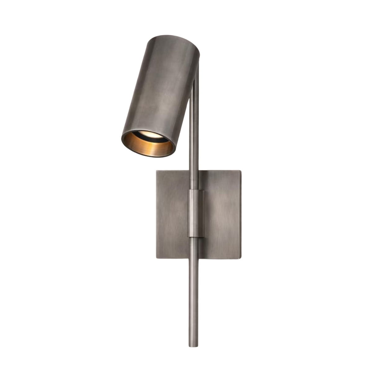 Milan adjustable cylindrical spotlight wall sconce in brushed metal finish with directional shade