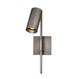 Milan adjustable cylindrical spotlight wall sconce in brushed metal finish with directional shade