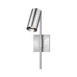 Milan adjustable cylinder wall sconce in polished silver finish with modern square wall plate
