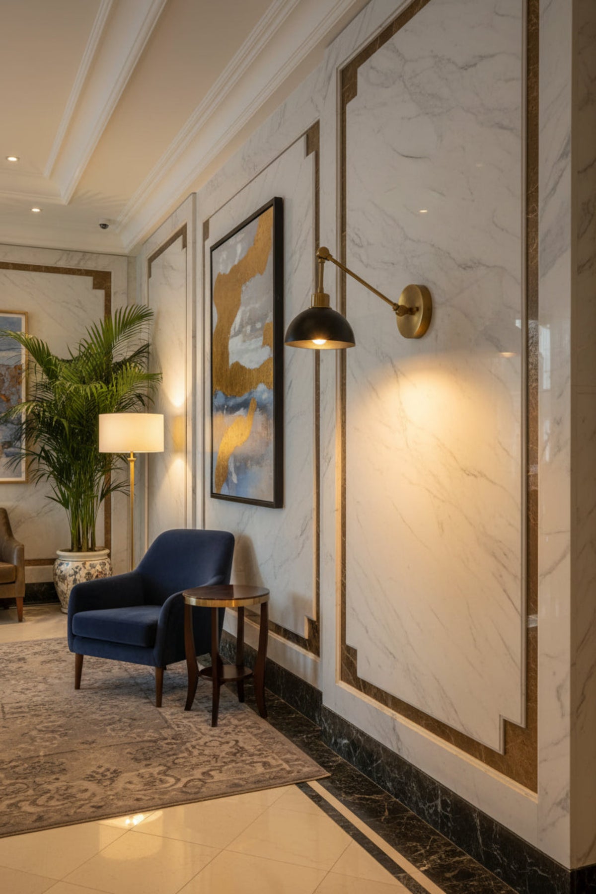 Milan Mid-Century adjustable dome wall sconce with brass arm and dark metal shade on white background