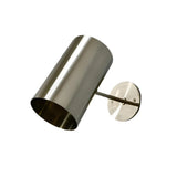 Alternate angled view of Milan modern cylinder wall sconce with polished metal shade, Model 32752