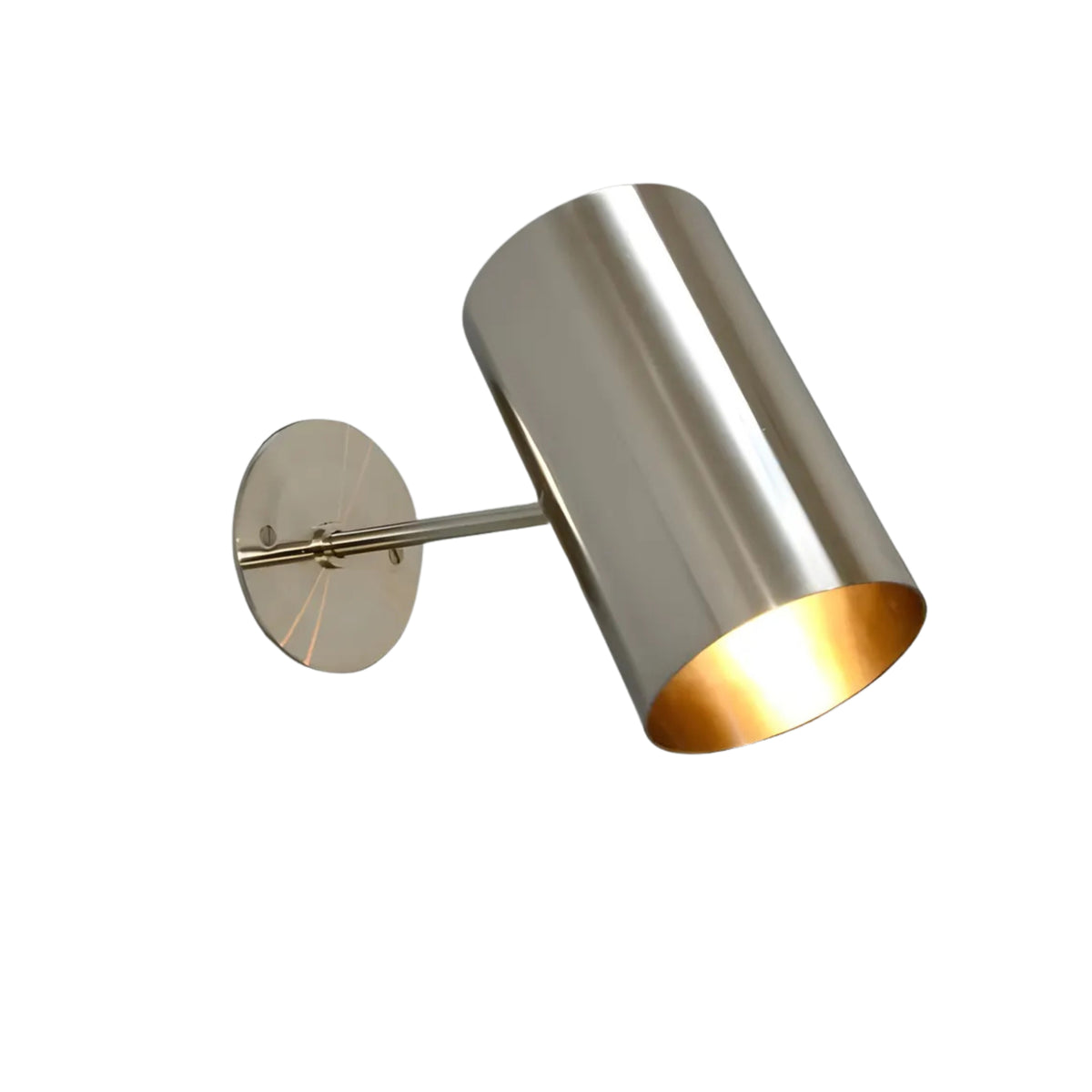 Milan angled cylinder wall sconce illuminated with warm downward light, Model 32752