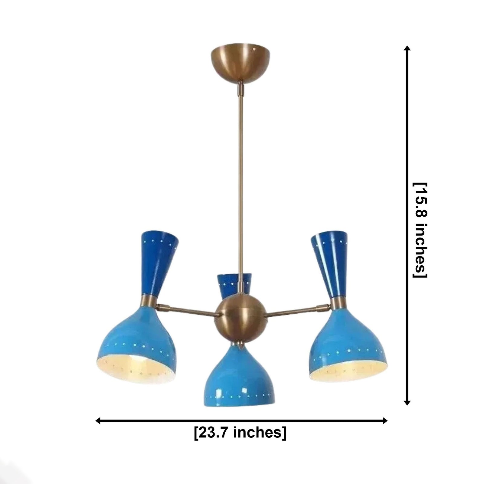 Size guide for Milan Azure Multi-Cone Chandelier – 6 Light – 24 Inch – Model 62025