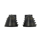 Angled side view of Milan black dome wall sconce featuring studded detailing and square wall backplate