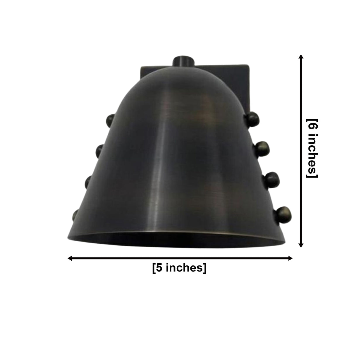 Milan black dome wall sconce dimensions showing 6 inch height and 5 inch shade width, Model 32815