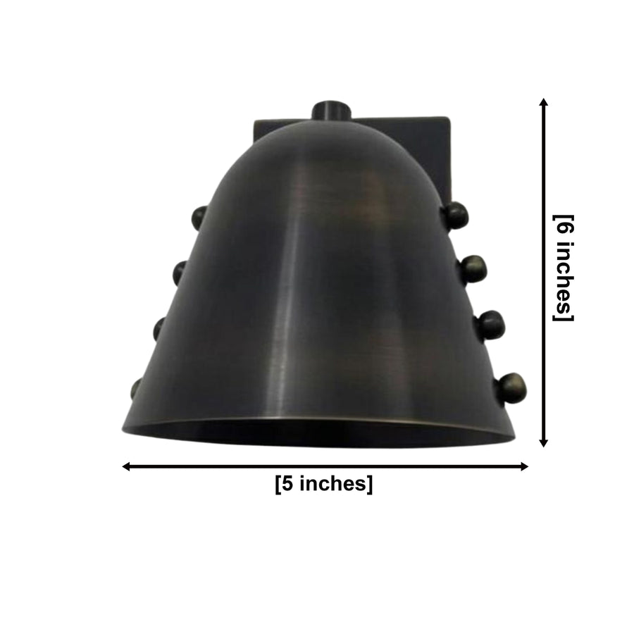 Set of two Milan black dome wall sconces with decorative stud details and square backplates, Model 32815