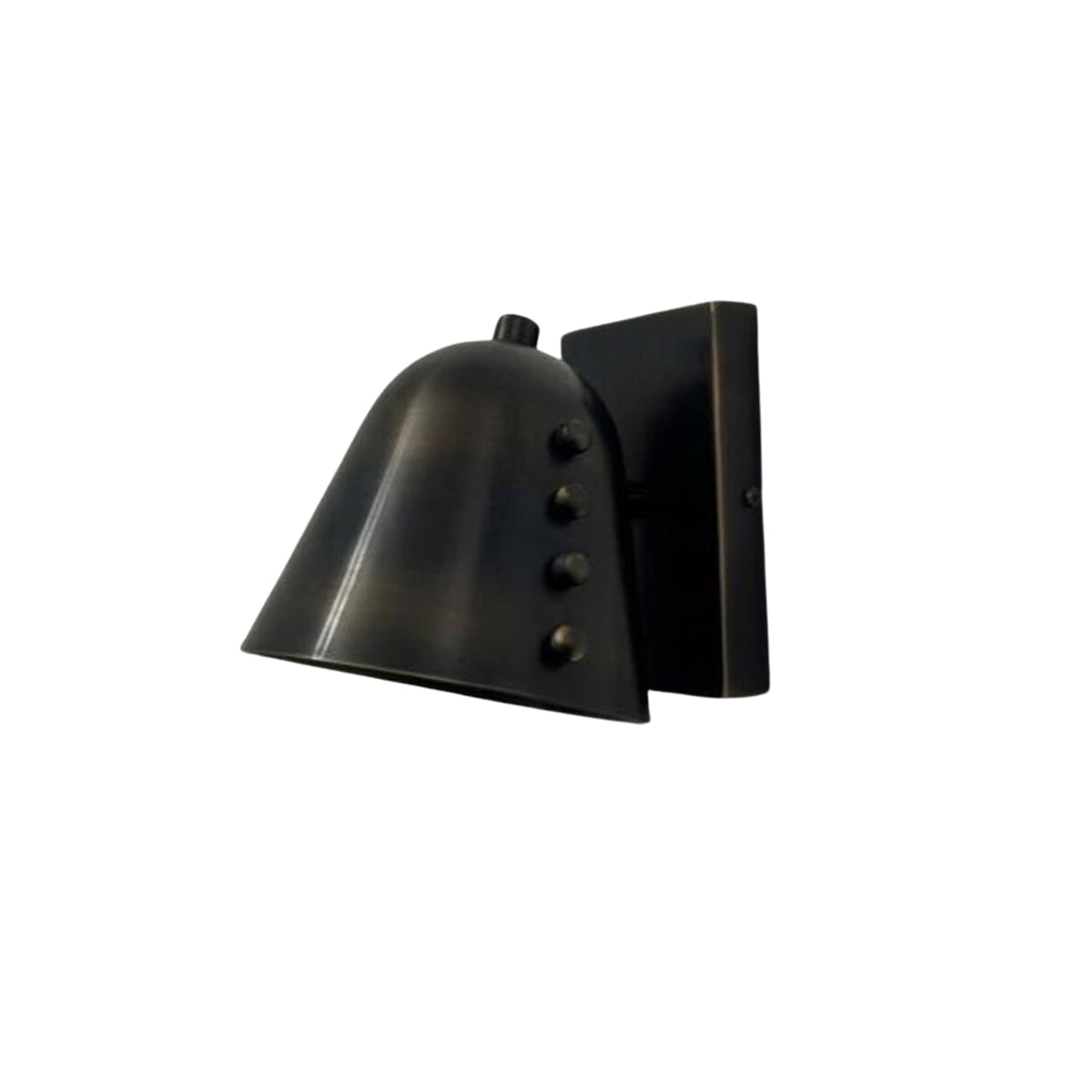 Pair of Milan black dome wall sconces shown from an angled view with decorative side studs, Model 32815