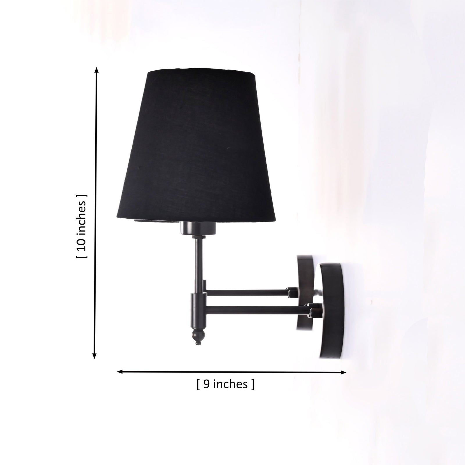 Size guide for Milan Black Shade Black Short Wall Sconce – 1 Light – 10 Inch – Model 32667