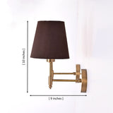 Dimensions of Milan Brown Shade Antique Brass Short Wall Sconce measuring 10 inches high and 9 inches deep.