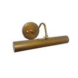 Milan classic picture light featuring curved brass arm and adjustable tubular shade left angled view – Model 32747
