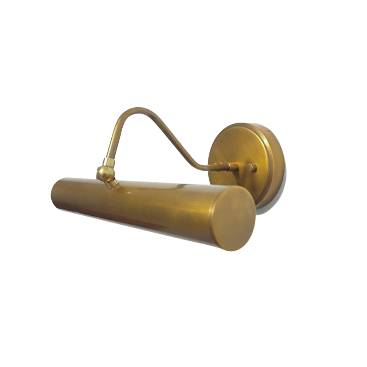 Milan brass picture light with cylindrical tubular shade and round wall canopy right angled view – Model 32747