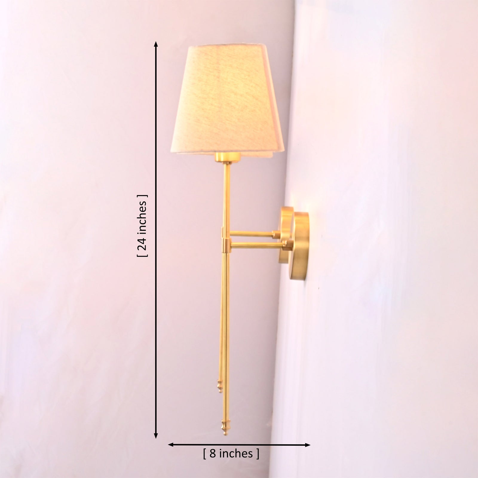 Size guide for Milan Cream Shade Rod Wall Sconce – 1 Light – 24 Inch – Model 32654