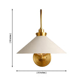 Milan cone wall sconce dimensions showing 16 inch height and 12 inch width