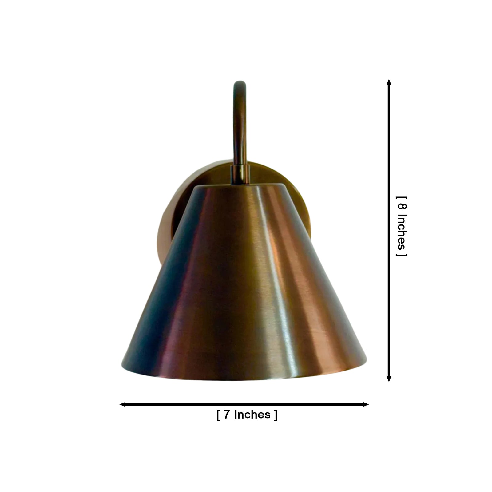 Size guide for Milan Curved Arm Cone Wall Sconce – 1 Light – 8 Inch – Model 32791