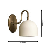 Milan Dome Wall Sconce dimensions showing 6-inch width and 6.5-inch height with handcrafted dome metal shade and curved brass arm.