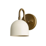 Rear angled view of the Milan Dome Wall Sconce highlighting the solid brass wall canopy, curved arm, and handcrafted dome metal shade.