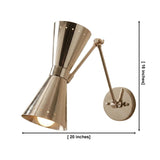 Milan double cone swing arm wall sconce with 2 light design, 20 inch projection and 16 inch height – Model 32818