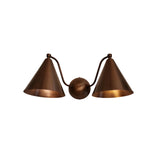 Milan double cone wall sconce featuring two tapered metal shades, curved arms and round center canopy – Model 32755