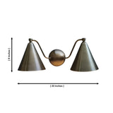 Milan double cone wall sconce dimensions showing 20-inch width and 8-inch height – Model 32755