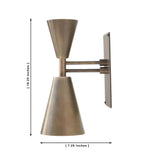 Milan double cone wall sconce dimensions showing 10.25 inch height and 7.25 inch width, Model 32800