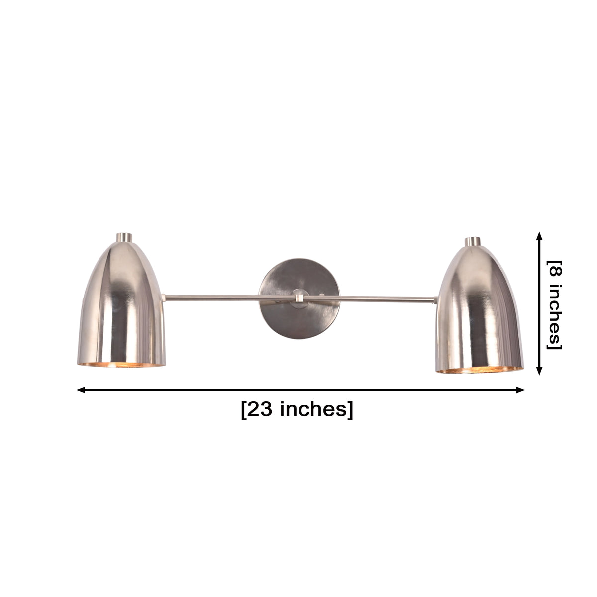 Milan double dome wall sconce dimensions showing 23-inch width and 8-inch height, Model 32812