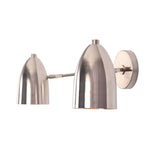 Milan double dome wall sconce side view showing metal shade, linear arm and round wall canopy, Model 32812