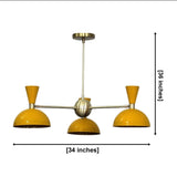 Milan 3 light mustard dome chandelier dimensions showing 34 inch width and 36 inch overall height – Model 62027