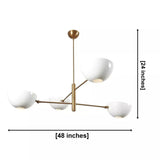 Milan 4-light opal bowl chandelier dimensions showing 48-inch width and 24-inch overall height
