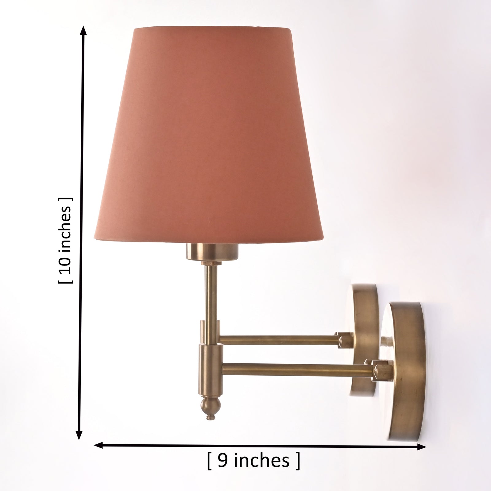 Size guide for Milan Peach Shade Antique Brass Short Wall Sconce – 1 Light – 10 Inch – Model 32670