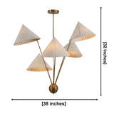 ilan 5 light cone shade chandelier dimensions, 38 inch width and 32 inch height – Model 62026